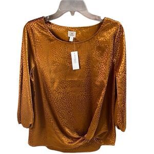 NWT DRESSBARN Women’s Dress Blouse Ruched Gathered Frint Silky Feel Size Medium